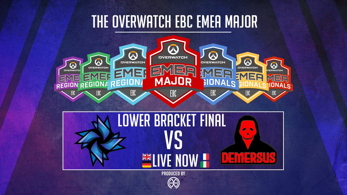 The Overwatch EBC EMEA Majors Lower bracket Final! 📢

The winner will challenge <a href="/Hurricane/">British Hurricane</a> in the Grand Final 🏆

Check it out!
@ExOblivioneOW VS #Demersus

🇬🇧Twitch.tv/ReflashProd
🇫🇷Twitch.tv/castersnest
🇮🇹Twitch.tv/matchpoint_gg
🇩🇪Twitch.tv/dachesports

#EBC #Overwatch