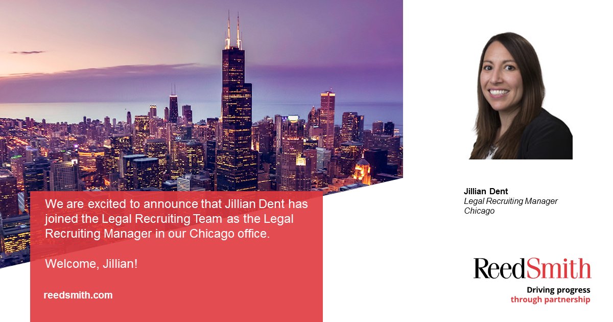 rsLegalRecruit's tweet photo. We are excited to announce that we have a new member of the @reedsmithllp Legal Recruiting Team. Jillian Dent joins us as our Chicago Legal Recruiting Manager. Welcome, Jillian! https://t.co/K2o6yEnlTn