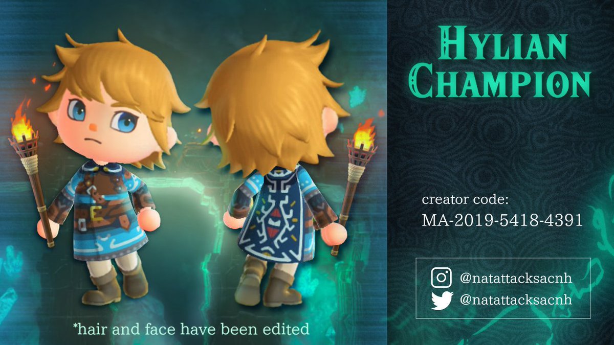 Nat • Rosecrest Design Atelier on Twitter: "Recreated the combo of the Hylian and Champion's tunic Link wears the BOTW2 trailer! Enjoy! 😁 #BOTW #ACNHDesign https://t.co/M5jdqyv4wK" / Twitter