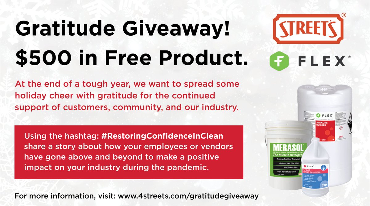 rr_streets's tweet photo. Win $500 in FREE Street’s product by sharing a positive story during our Gratitude Giveaway! 

For more information &amp; official contest rules, visit: https://t.co/D92u3YcYSS

#RestoringConfidenceInClean https://t.co/rmzhykOaHp