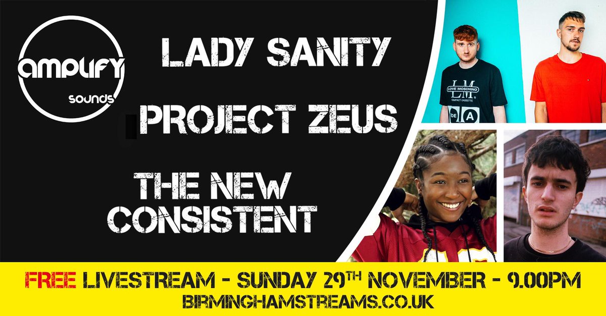 brumstream's tweet photo. This Sunday 29th November 9pm
#amplifysounds
on the #birminghamstreams stage. @Ladysanity #ladysanity #projectzeus #thenewconsistent
#birminghammusic #birmingham #music #livemusic #newmusic #quarantunes #birminghammusicscene #birminghamuk #lockdownmusic #livestream https://t.co/5pl53F9KIg
