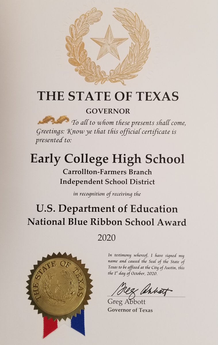 ECHSinCFBISD's tweet photo. @CFBISD @CFB_ECHS_PTSA @NatlBlueRibbon @Bethvanduyne @juliejohnsonTX @robertclair @FBTX @FBChamber ECHS Community look what arrived in the mail this week. Thanks @GovAbbott #ECHSworkethic #allforOneECHS #collectEFF https://t.co/M3MuQcxflx