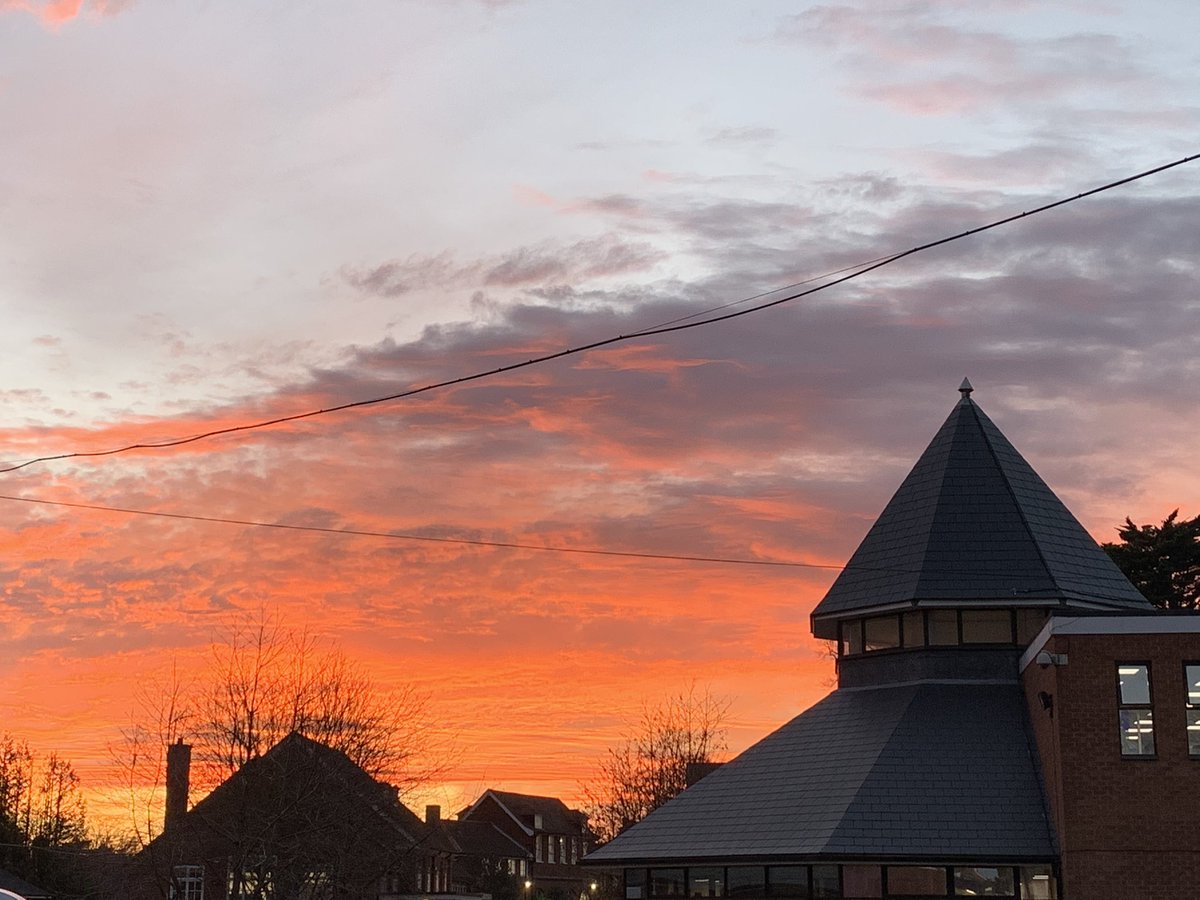 Amazing sunset over @Thomas_Alleynes this evening #sunset #daysend