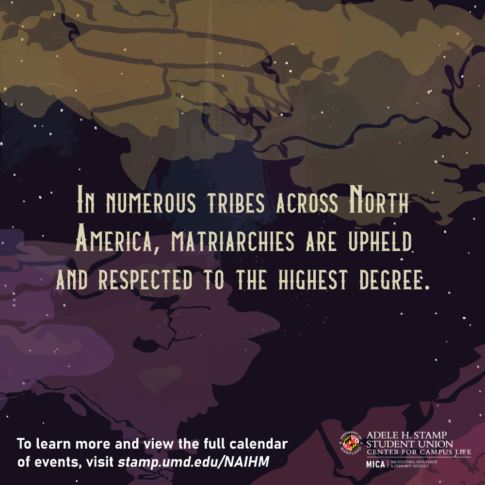 UMDMICA's tweet photo. We pause to honor the intersections of Native identity, feminism, and activism during Native American Indigenous Heritage Month. Please see the attached graphic for more information.
#NativeAmericanHeritageMonth #IndigenousPeople #Feminism #WarriorWomen #NativeFacts #NativeTerps https://t.co/uYsQLdwFaU