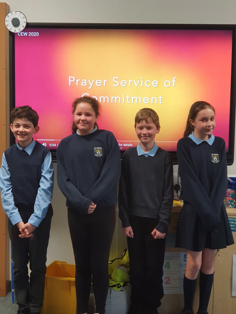 MrsClarkeStNin's tweet photo. Well done to our readers at today's Prayer Service as part of Catholic Education Week 😊 #CEW2020WayTruthLife https://t.co/KUaSsDagSz