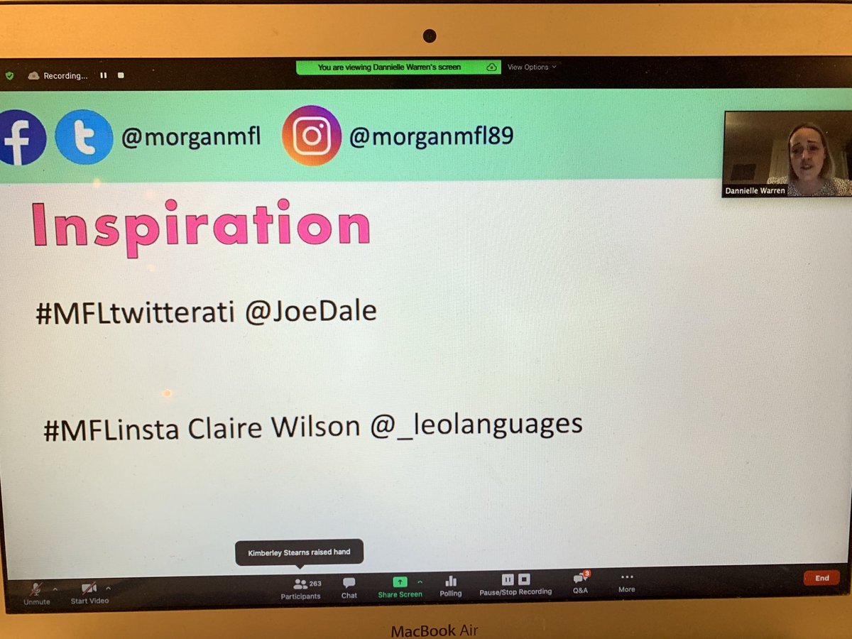 Kick off with ⁦@morganmfl⁩ now in tonight’s ⁦@linguascope⁩ #webinar lots of love for ⁦@joedale⁩ #mfltwitterati and ⁦@LeoLanguages⁩ #mflinsta on the #gram