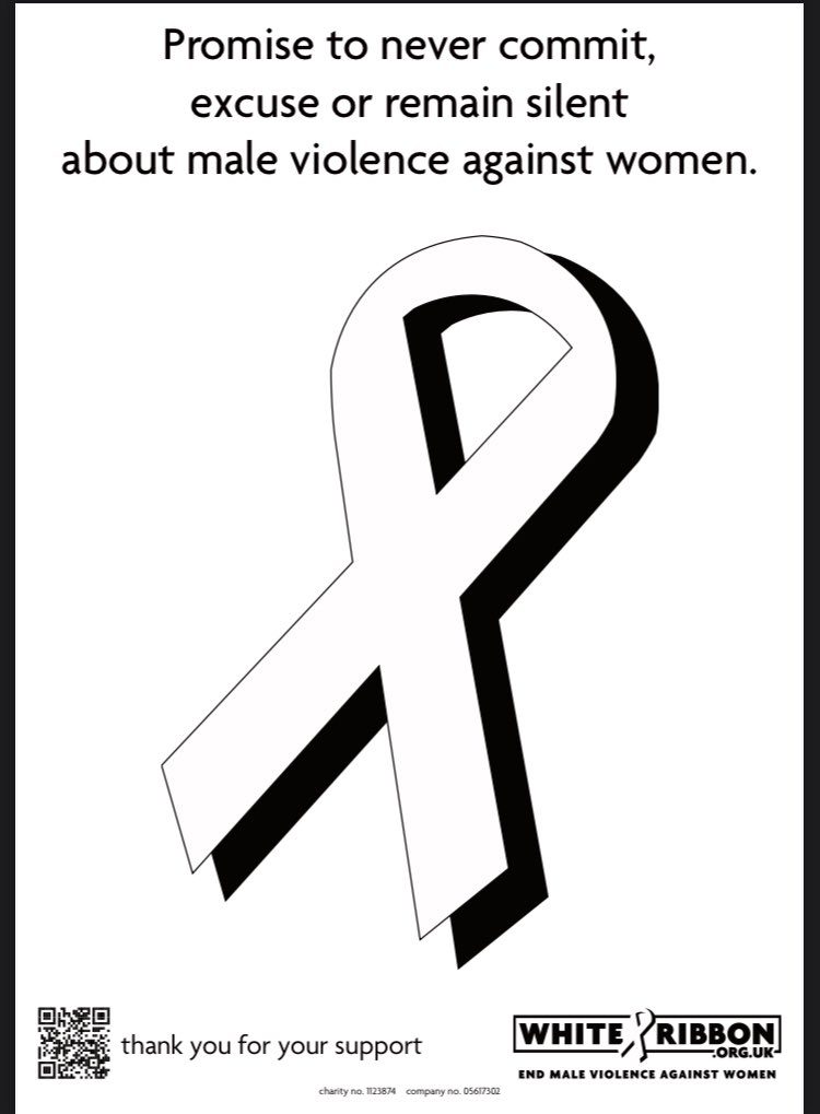 PVPShropshire's tweet photo. White Ribbon Day is held annually on 25th November to raise awareness of family violence. The wearing of the white ribbon stands for never taking part in, condoning or staying silent about violence against women. https://t.co/Z93lCsprpr