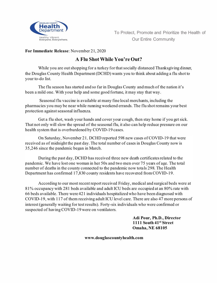 omaha_scanner's tweet photo. Below are the press releases from 
@HealthDouglasCo that we missed posting. 
On 11/21 @HealthDouglasCo announced 598 new cases and three new deaths. 
On 11/22, 370 new cases and no new deaths. 
On 11/23, 240 new cases and four new deaths. 
#Coronaha | #NECOVID19 https://t.co/Z6dYIXaGTe