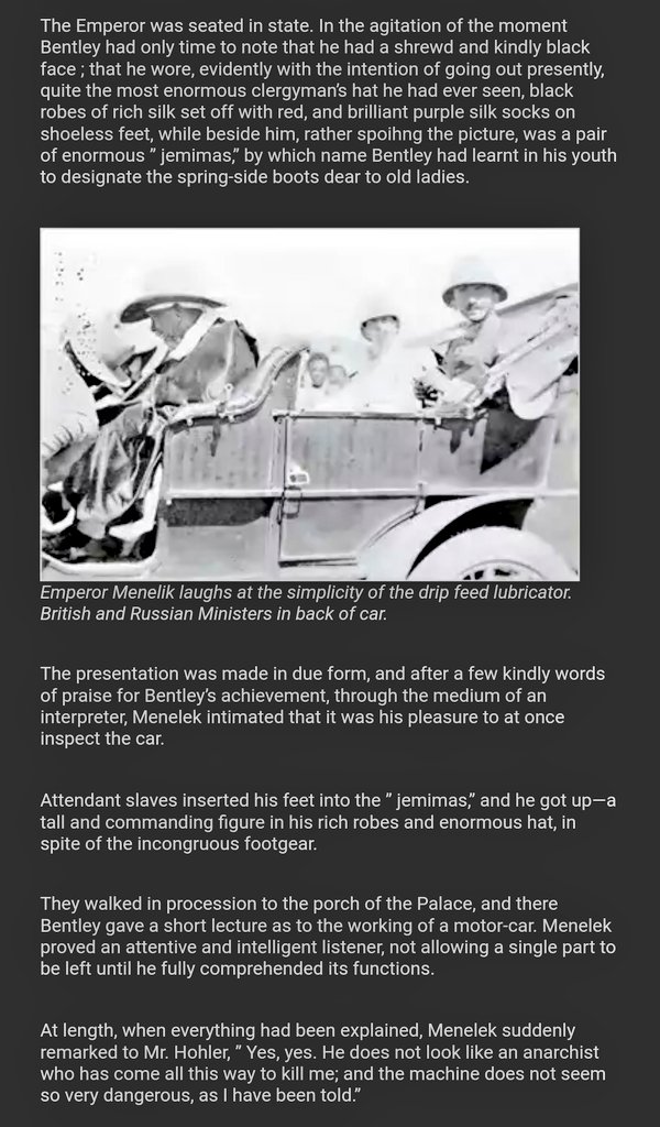 Do you know that Emperor Menelik II of Ethiopia had a car by 1896? See what transpired when Wells & Bentley delivered it to him. (newspaper cut - Jan 20…