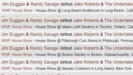 They also squared off in 5 tag matches late in 1991/very early 92. Savage & Duggan vs. Taker & Snake. They also appeared in 2 Rumble PPV matches together (technically 3, but Savage "left" before his number was called in 91) and only were in the ring at the same time in 92.