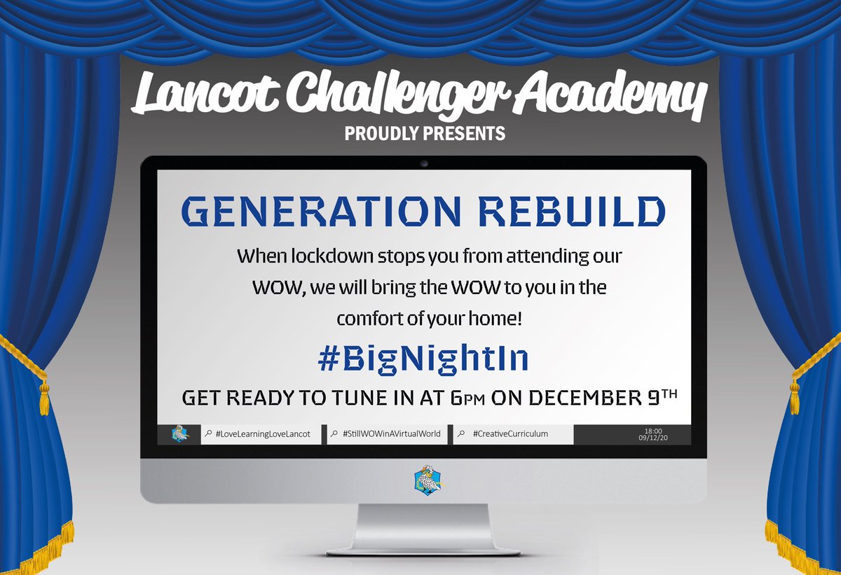 LancotSchool's tweet photo. The moment you have all been waiting for is finally here. Generation Rebuild drops on 9th December. #creativecurriculum #GenerationRebuild #lovelancot https://t.co/x8Mw8QY57w