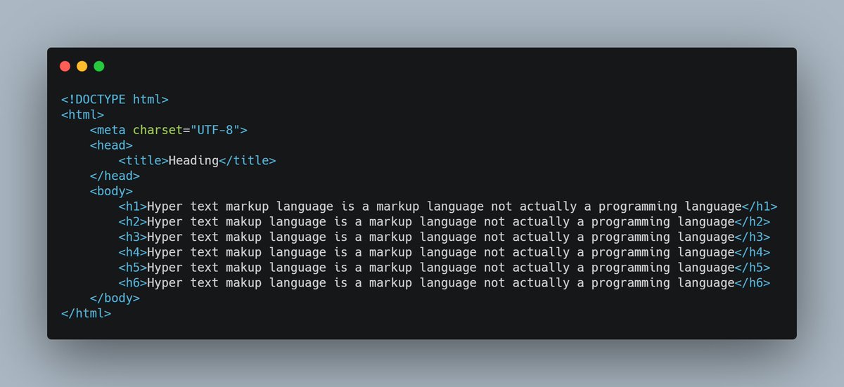 HTML defines six levels of headings.  The heading elements are H1, H2, H3, H4, H5, and H6 with H1 being the highest (or most important) and biggest in size while H6 is the least and smallest.. so here's what's up about the h-tags