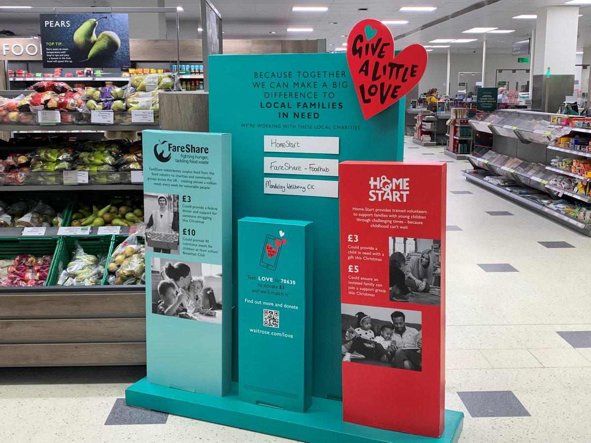 homestartnor's tweet image. We loved seeing the #GiveALittleLove display in Eaton's Waitrose &amp;amp; Partners. It makes us so proud to be part of this fabulous partnership ❤️

To #GiveALittleLove, text 'LOVE' to 70640 to donate £3 to FareShare and Home-Start UK and John Lewis and Waitrose &amp;amp; Partners will match it