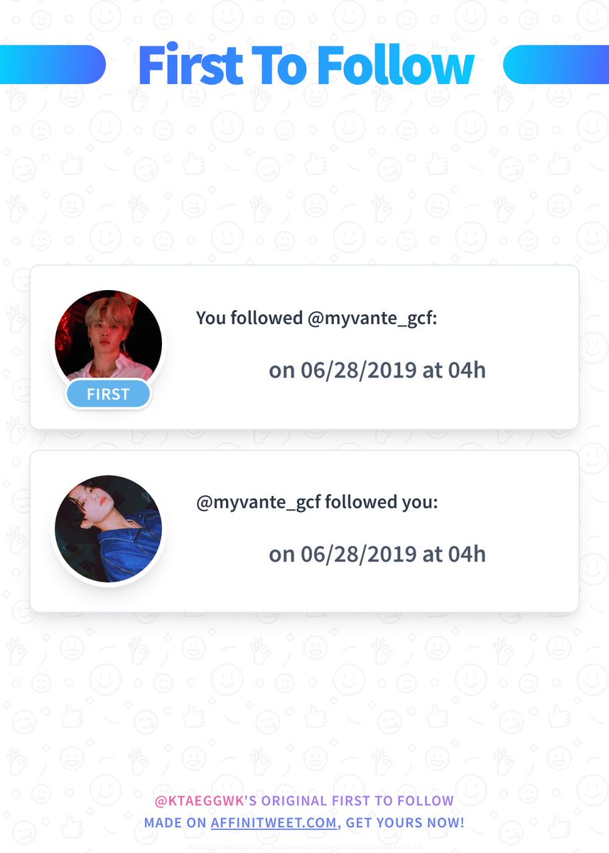ktaeggwk's tweet photo. ✨ First To Follow

You followed @myvante_gcf on 06/28/2019 at 04:41:28.
@myvante_gcf followed you on 06/28/2019 at 04:41:54.

➡️ https://t.co/JrvgtuOPdx https://t.co/FsugEfJnKV