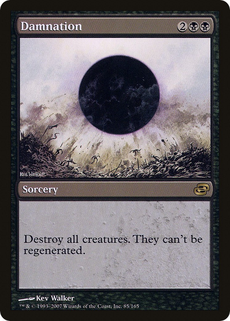 I also must add: "Wrath of God" and "Damnation" by Kev Walker are in my top 10 card arts ever. To create my own version of Damnation was daunting. Big act to follow. I wanted to make a sort of hommage with that black sphere... almost as if we've entered into it...