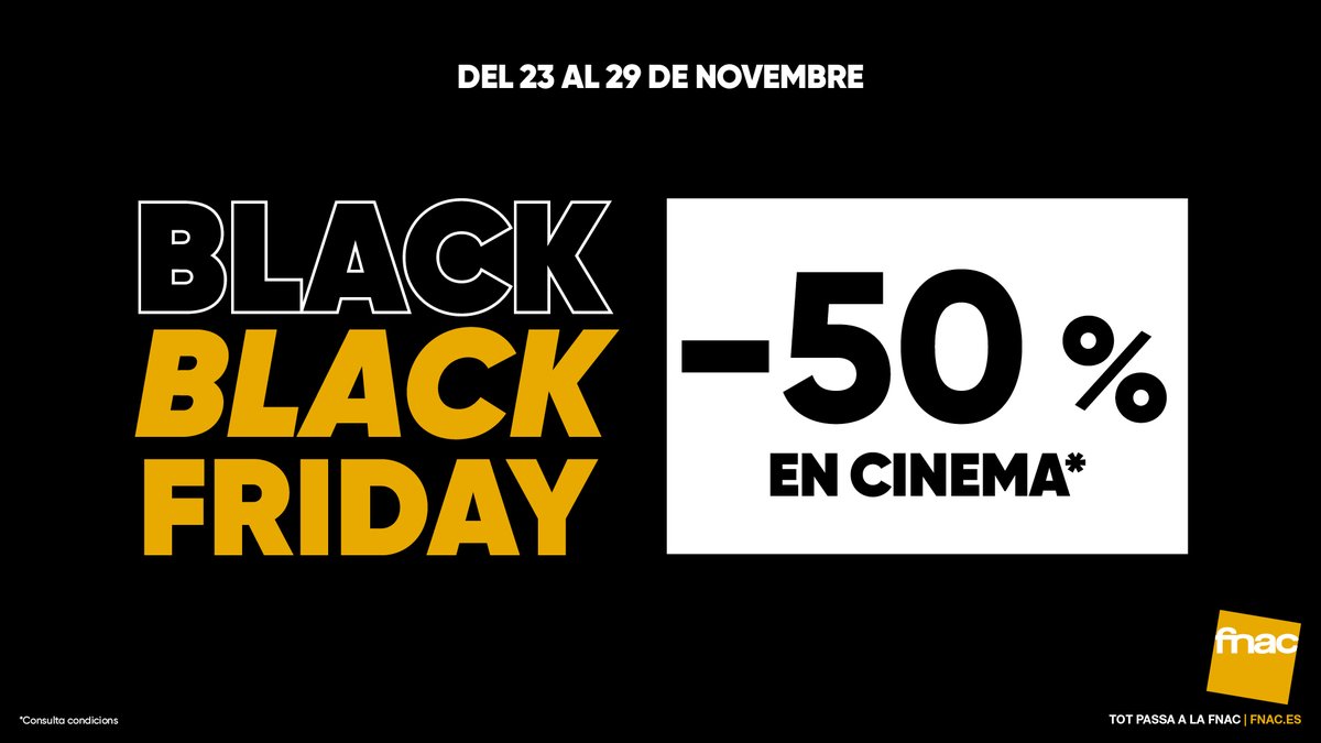 💥Ei, cinèfils! El #BlackFriday ens porta fins a un 50% de descompte en cinema! 📽️🍿 Aprofita aquesta fantàstica oportunitat! 

👉 Consulta condicions a fnac.es