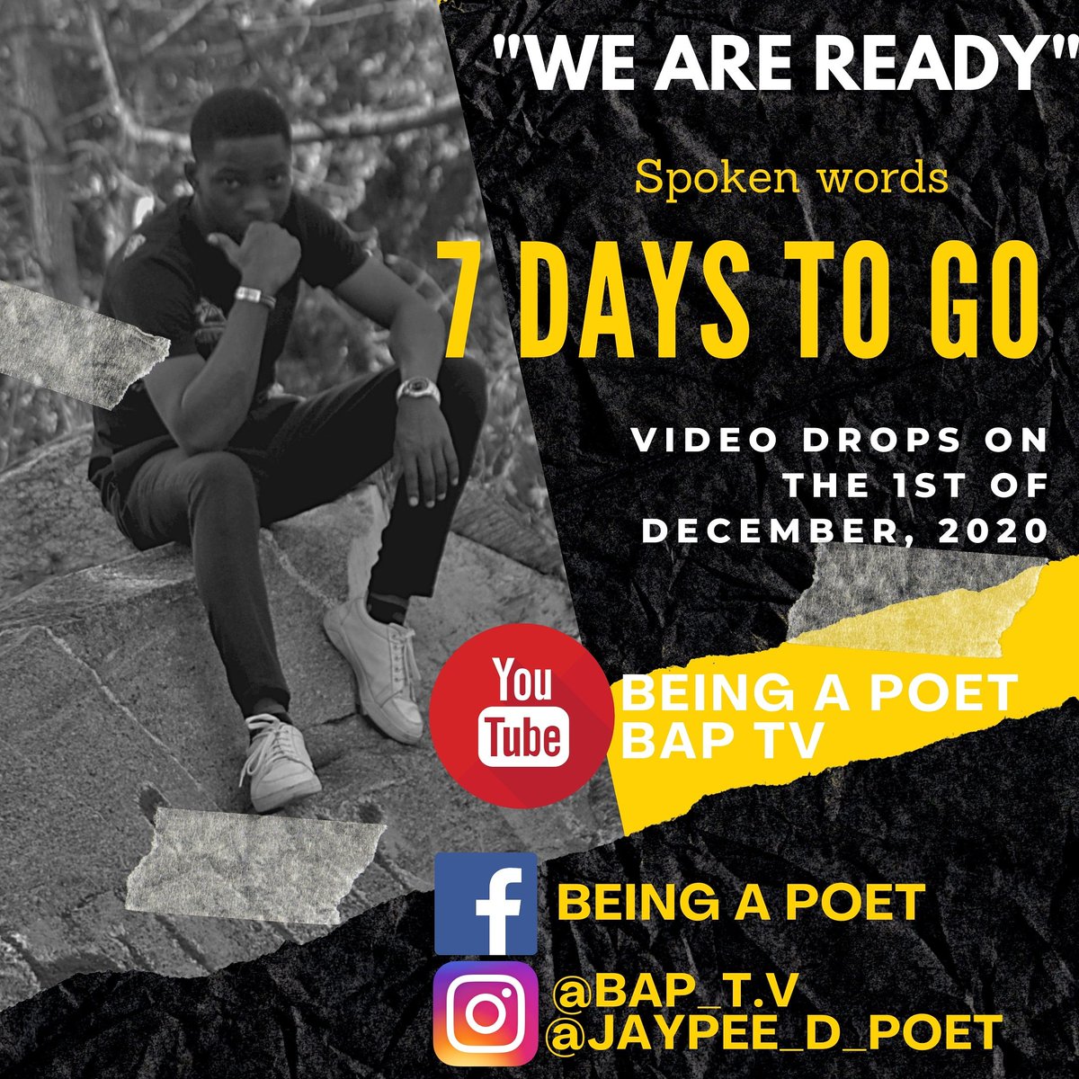 jaypee_d_poet's tweet photo. "We are ready"
Is a spoken word poetry by Habeeb @jaypee_d_poet
Shot by @oriadeofficial
Drops on December 1st.
Watch out...
#spokenwordpoetry #ThisIsNotAFullStop #poetry #cinematography #art #poetsofinstagram #poet #poetryisnotdead https://t.co/IzzppGusYi