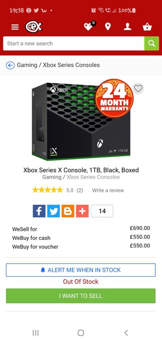 Now @Cex is at it, selling an Xbox Series X for nearly &pound;200 more than  the retail price is, don't give<a class="tags" target="_blank" title="On Twitter" href="/?out=eyJ0eXAiOiJKV1QiLCJhbGciOiJIUzUxMiJ9.eyJpYXQiOjE3MjYzODg1MTUsImlzcyI6InR3cG9ybnN0YXJzLmNvbSIsIm5iZiI6MTcyNjM4ODUxNSwiZXhwIjoxNzU3OTI0NTE1LCJyZWRpcmVjdF91cmwiOiJodHRwczovL3R3aXR0ZXIuY29tL0NleCJ9.ReliMlaMFhSb6AuLnZdPe-yWImzjrV6LVSe8kS9BcCvVbvsIeHun9GA1eswDIdRjvOARWkA6Fn0mbYZRO9_6hA">@Cex</a><a href="/tag/allelite"class="tags"><span>#allelite</span></a>
