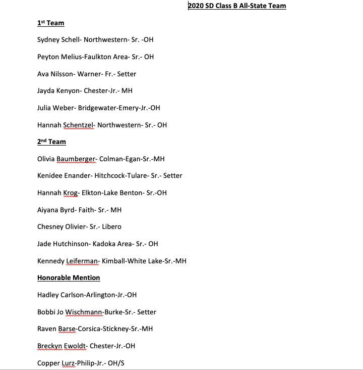 sdvbca's tweet photo. Congratulations to all the young ladies who made the All State Selections in their class. Well done! https://t.co/2wnxhd8IWQ
