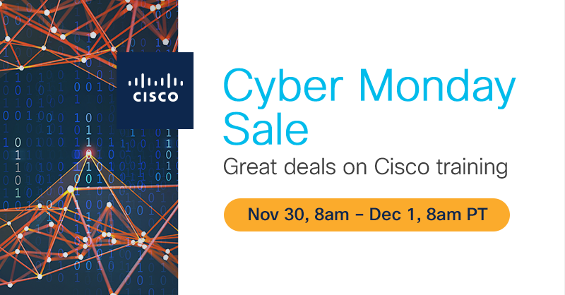 シスコラーニングストアでも #CyberMonday 実施します!
日本時間12/1 1am ~ 12/2 1am どうぞご利用下さい!
#シスコ #認定 #資格