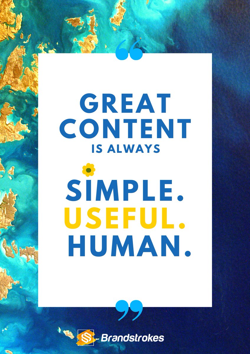 brandstrokes's tweet photo. Great content is always simple, useful and human. It should reflect your mind, but speak your heart. And only then can you expect a (re)action. #ContentThatConverts

#TuesdayThoughts #Brandstrokes
#contentwriting #copywriting #contentwriter #copywriter https://t.co/HuutJ5F7w5
