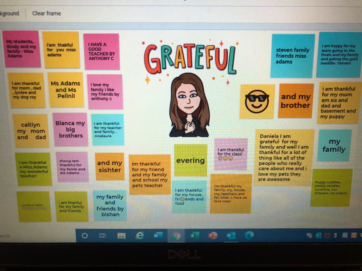 MrsTheobald3rd's tweet photo. Today, we reflected on things we were thankful for. I am thankful for technology that allows me to build relationships with my students virtually (even through a power outage today!) I couldn’t ask for a better group of students #thankfulteacher https://t.co/3OSmUgJCUd