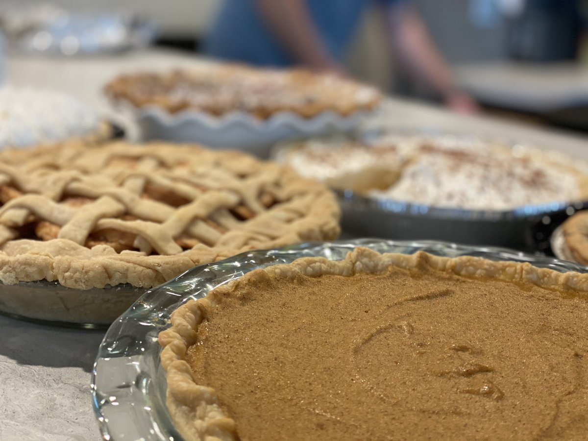 maxkringen's tweet photo. We can’t have our normal #TeamTellwell Turkey Potluck, so a pie exchange will do! We have some very talented bakers in this crew! #Thankful #CarbsForDays https://t.co/GzGmQc9AVp