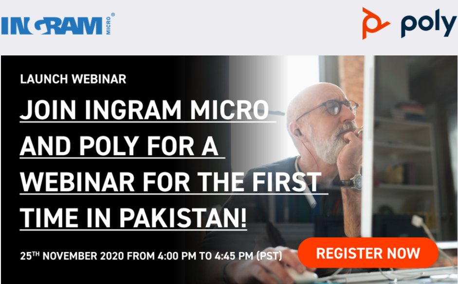 Ingram Micro is now a #distributor for Poly in #Pakistan. We are having our first #webinar where you will know more about #Poly products &amp; what #IngramMicro has to offer you.

Register here: Register here: lnkd.in/dQgJu-e