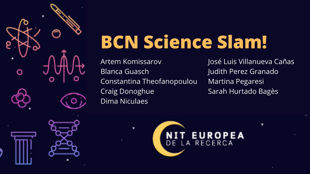BCNscienceslam's tweet photo. We would have loved to organize another edition of the @BCNscienceslam during the #NitdelaRecerca next weekend. Here comes at least a virtual #bestof ➡️ https://t.co/PmysGcb0h0 with a small selection of many great slams from the past 3 years. #SciComm #BCN https://t.co/5qnWZR9sc0