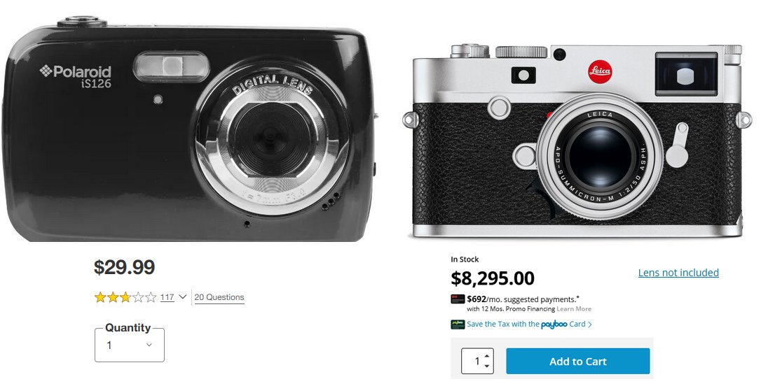 Why buy a Leica when you can get a Polaroid 16mp point and shoot WITH A DIGITAL LENS for $29.99. Good enough is good enough.
The Leica, for 8.3K, YOU DON'T EVEN GET A LENS! Scam! https://t.co/aznA2HqUKE
#leica #camera #photography #photographer #reddit #photoprints #costs https://t.co/sOduuvYQ34