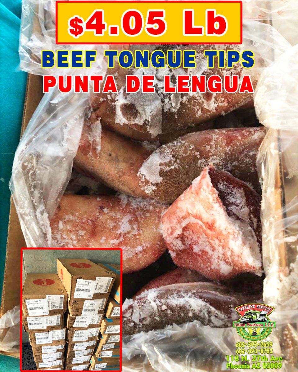 UnionPochteca's tweet photo. $4.05 Lb PUNTA DE LENGUA -BEEF TONGUE TIPS🥩🥩🥩
**Comprala por cajas de 13 a 15 LBS.
#UnionPochteca #FoodTrucks #StreetFood #ComissaryService #FoamDisposables #FreshProduce #FreshMeats #LocalBusiness https://t.co/5VT7iIm3ya