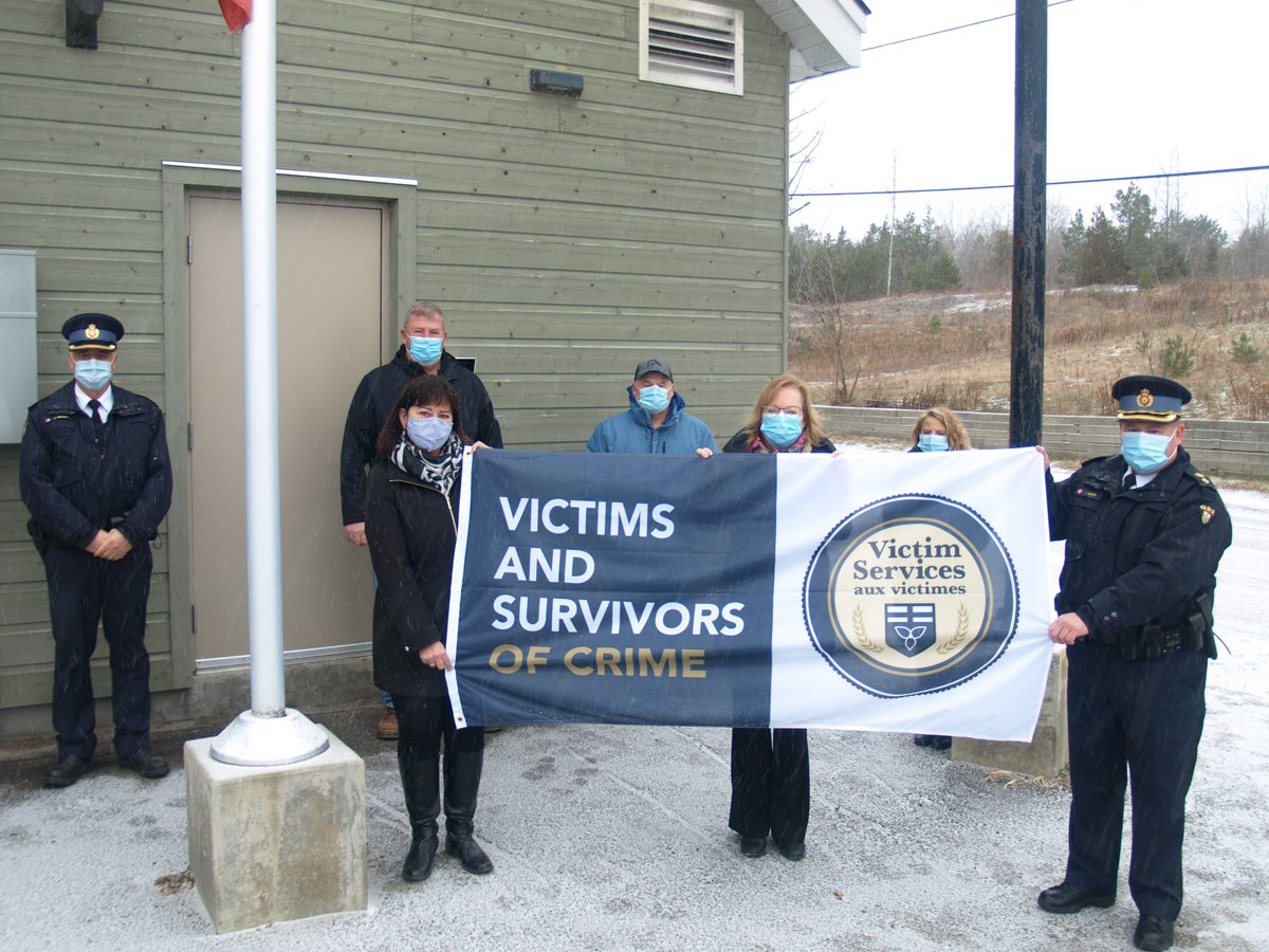OPP_NER's tweet photo. #TemiskamingOPP is proud to support Victim Services of Temiskaming District for #victimsweek2020. The flags are being flown in honour of victims and survivors of crime from Nov.22-28 at the OPP Detachments in Englehart, Temiskaming, Temagami and Kirkland Lake. ^js https://t.co/HinXA83PTh