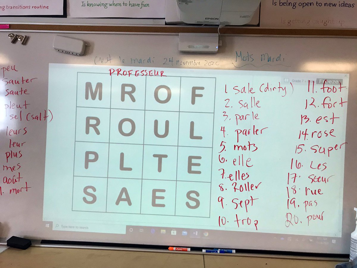 Grade 7s started “mots mardi” with a Boggle game this morning! Always fun watching their faces as they realize the high number of French words they know and can make! 😀<a href="/lclightmilton/">Lumen Christi</a> <a href="/HCDSBFrench/">HCDSBFrench</a>