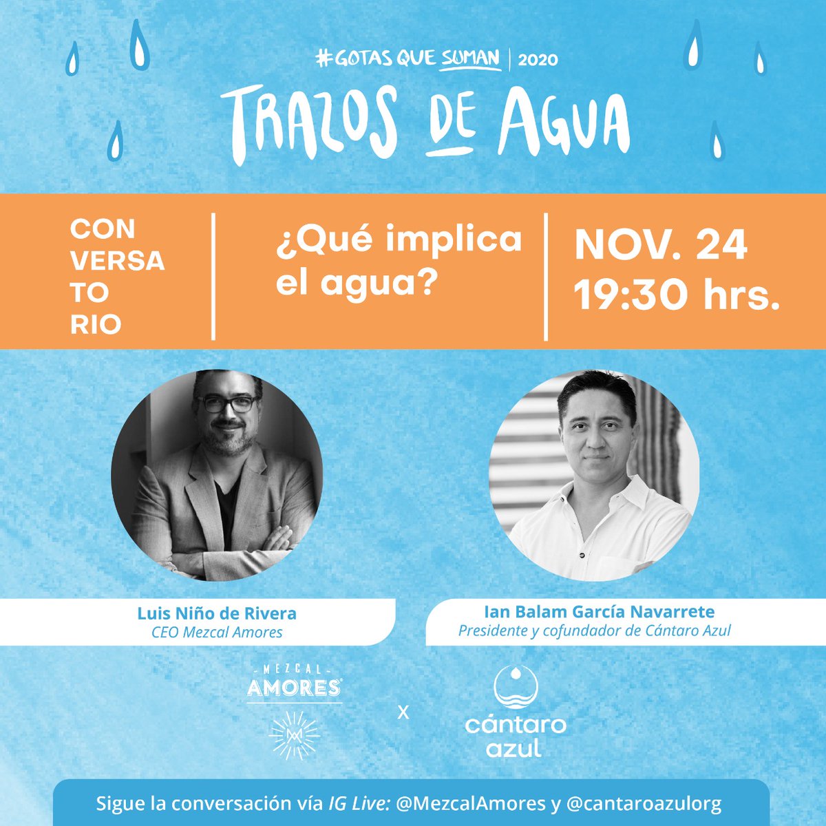 Cantaro_Azul's tweet photo. 🥳¡Nuestra fiesta es mañana! y hoy, no te pierdas el conversatorio que tendremos con @mezcalamores amigos y patrocinadores de Cántaro Azul #TrazosDeAgua #GotasQueSuman 2020 https://t.co/k2vW8DMEMX