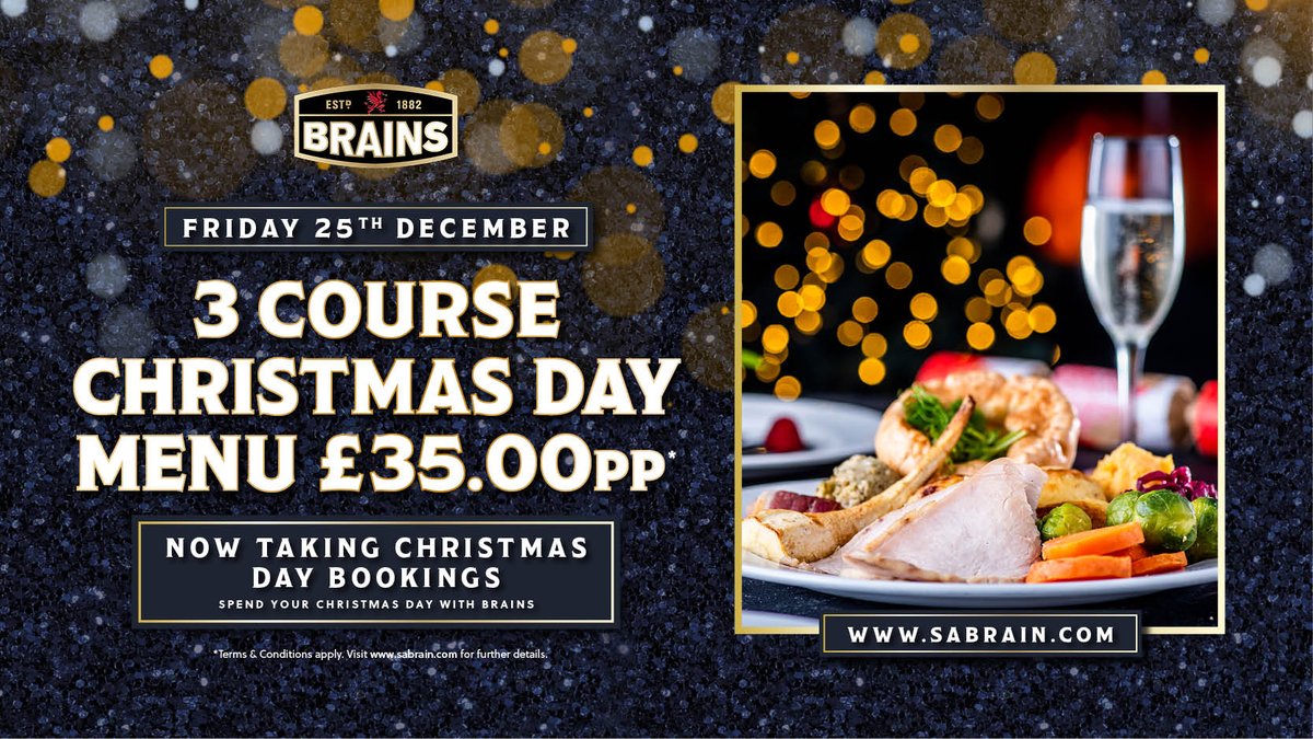 We have tables available on Xmas day for food 12-2.30 &amp; 3-5.30 - Rule of 4 / 6 will apply...
Why not join us.. No cooking, no cleaning - use Brains!
or alternatively book a slot for click and collect Xmas eve to reheat on Xmas Day

sndr.so/wwVy5
