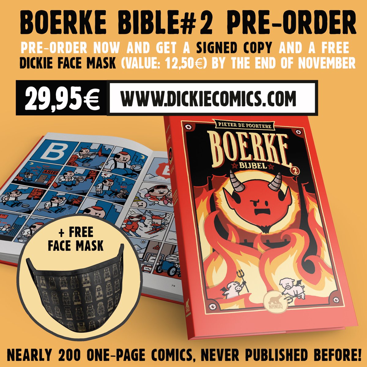 Dickiecomics's tweet photo. Last week to pre-order the new Dickie Bible and get a free facemask! https://t.co/lpljamthuJ https://t.co/UqxSDV5GxI