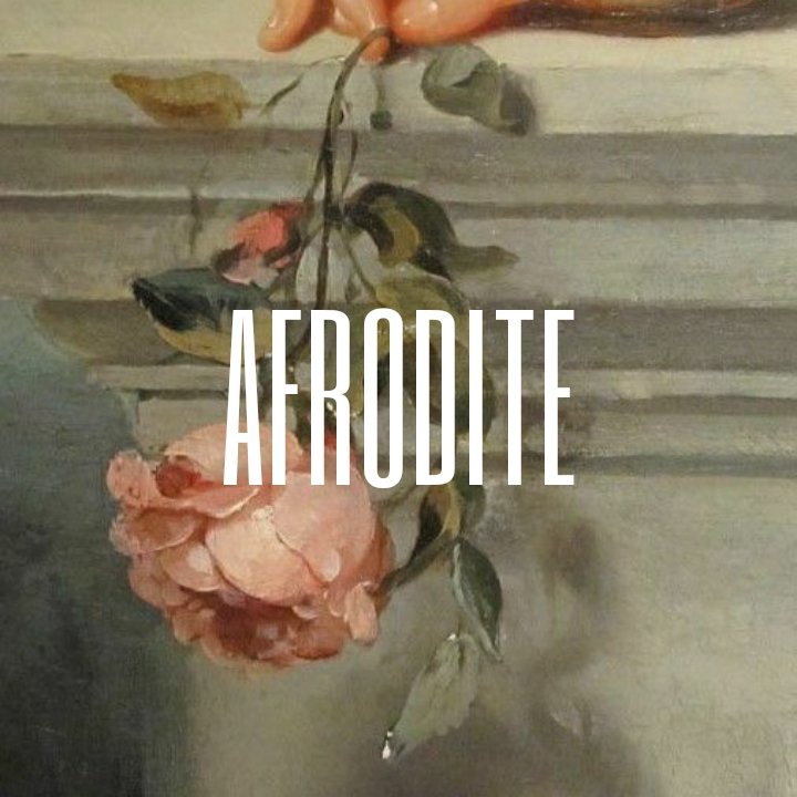  Afrodite ; dea dell'amore, della bellezza e della primavera, ella nacque da una conchiglia e viene perciò considerata protettrice della navigazione. Moglie di Ares e madre di Eros, sa suscitare il desiderio nelle menti umane e divine ad eccezione di Atena, Artemide ed Estia.