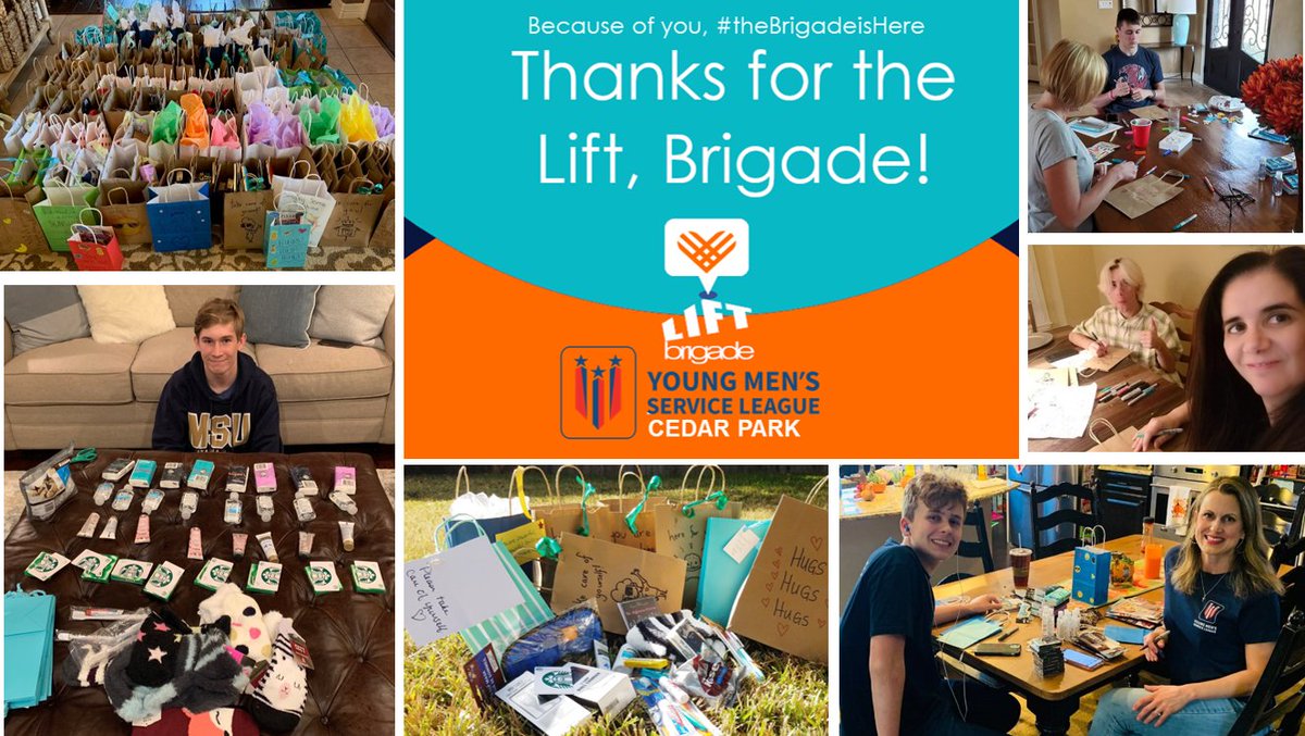 THANKS for the LIFT, BRIGADE to <a href="/YMSL/">YMSL</a> Cedar Park! 🎉Because of YOU, #theBrigadeisHere. We invited YMSL to help us with our newest program supporting <a href="/dellchildrens/">Dell Children's</a>. 🎁 Surpassed our goal! 150 kits ready to go. 😍 Want to join our Brigade &amp; host a kit drive/assembly? ✋ Reach out!