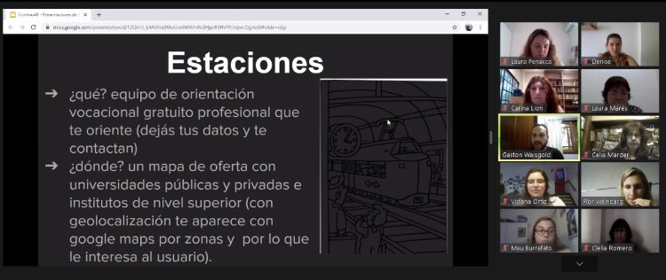 infoyedu's tweet photo. Hoy gran cierre de #infoyedu. El primer grupo nos presenta ContinuAr, proyecto que une las trayectorias entre el secundario y lo que sigue. ¿En que estación nos vamos a subir ?¿Habrá alguien arriba que nos ayude a continuar ?  Soñando con seguir.. @florwix @GWaisgold @Viiviortiz https://t.co/sc14XnLuUW