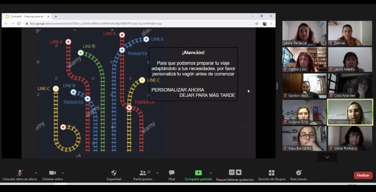 infoyedu's tweet photo. Hoy gran cierre de #infoyedu. El primer grupo nos presenta ContinuAr, proyecto que une las trayectorias entre el secundario y lo que sigue. ¿En que estación nos vamos a subir ?¿Habrá alguien arriba que nos ayude a continuar ?  Soñando con seguir.. @florwix @GWaisgold @Viiviortiz https://t.co/sc14XnLuUW