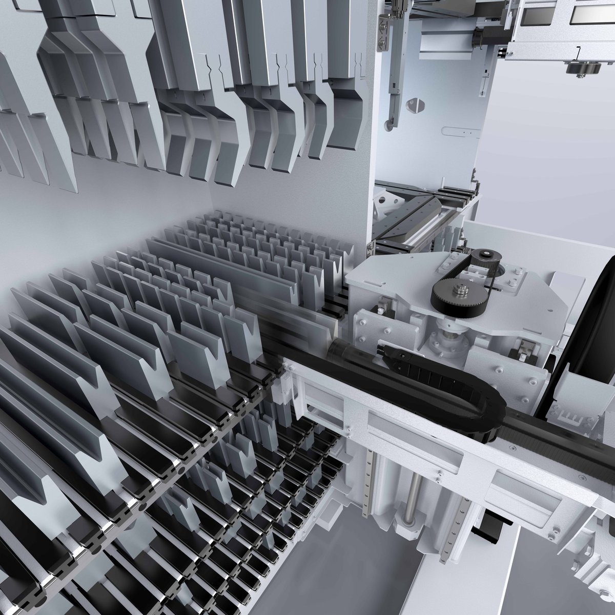 TRUMPFinc's tweet image. #TRUMPF’s latest generation #ToolMaster allows for automatic tool changes in seconds – minimizing changeover time and increasing productivity.
 
With a storage capacity of 279 ft. it can also load standard, ACB wireless and custom #tooling!