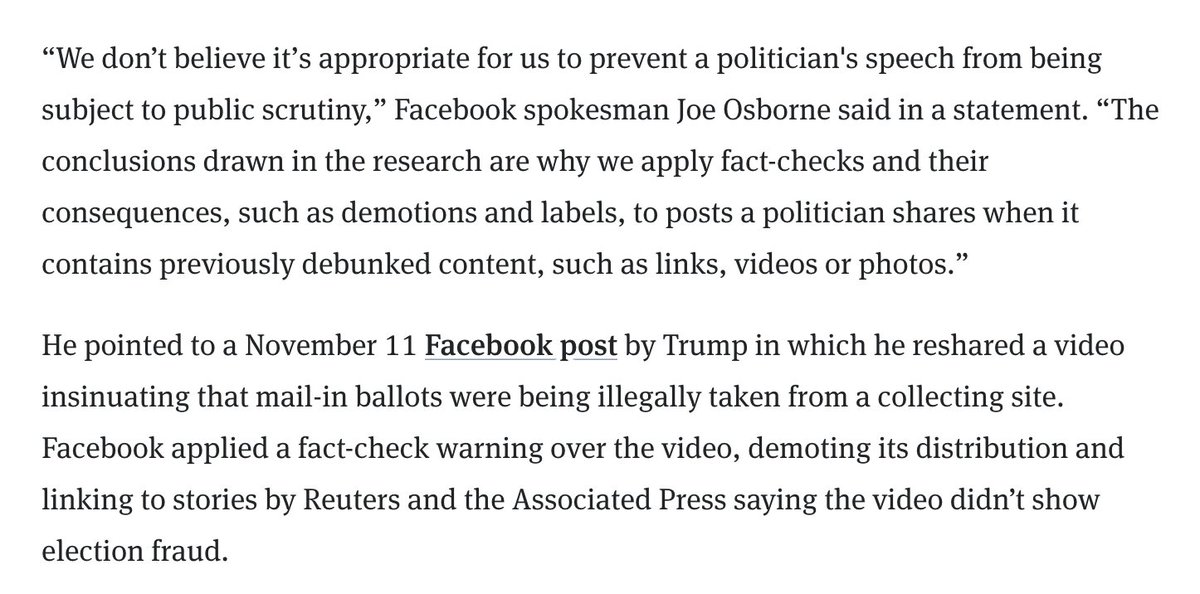 Facebook's own rationale is that political speech should be "subject to public scrutiny."If you truly believe that, why not disclose those political accounts that you've whitelisted to spread misinformation so that the public and press can scrutinize them?