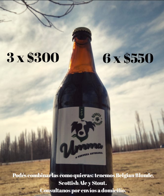 CervezaUmma's tweet photo. ¿Se vino el calor con todo y no sabés cómo aliviarlo? ¡Nada mejor que con unas birritas artesanales bien ricas! Aprovechá que siguen las promos!
🍺 3 Ummas de 500ml x $300
🍺 6 Ummas de 500ml x $550
¡Y podés combinarlas como quieras: tenemos Belgian Blonde, Scottish Ale y Stout. https://t.co/9nKFyzRHLK