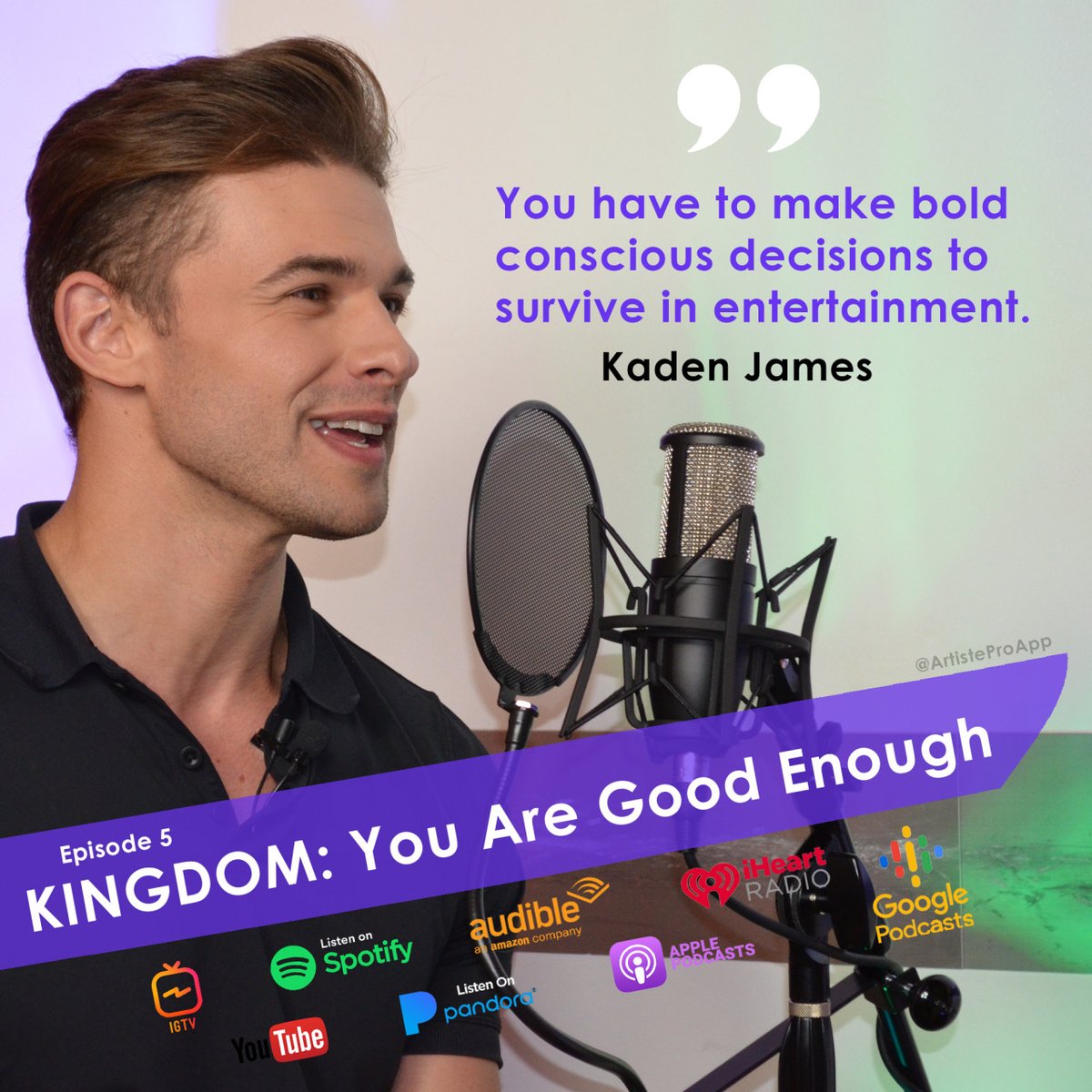 artisteproapp's tweet photo. Unforgettable quote by @kaden during Ep 5 KINGDOM: You are good enough interviewing @imscottmulligan. Now on all podcast platforms including our IGTV and YouTube. #videopodcast #videopodcasts #videopodcasting #musicpodcast #musicpodcasts #indiemusicpodcaster #podcastquotes https://t.co/JOmbT1pVWl