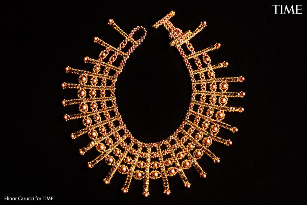 Ginsburg received this collar as a gift in late 2019 or early 2020 before the COVID-19 pandemic struck. It was one of her recent favorites; she said it was “elegant.”