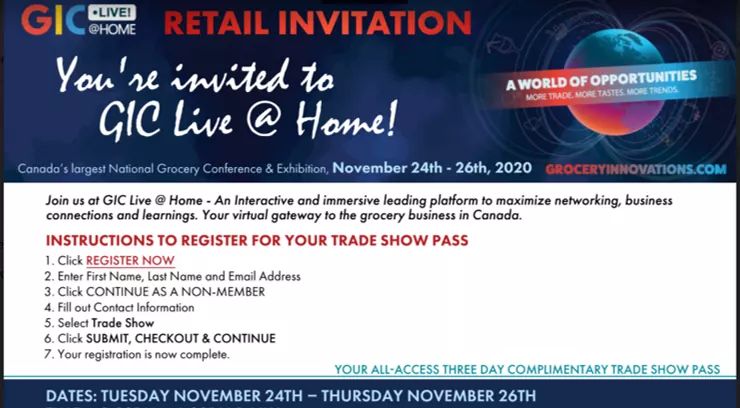 Retail Invitation below! 
We'll be there today until Thursday, starting at 1pm daily!  Come check out our exhibit and wander around the virtual tradeshow! 
"A world of opportunities" at the #GICShow20!.
*Complimentary trade show pass is valid for retailers only.