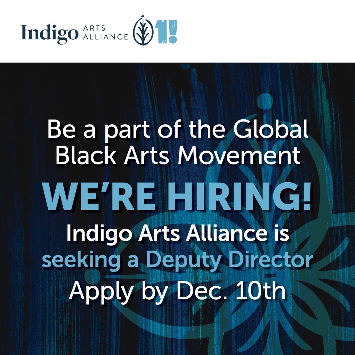 Support the growth + visibility of Black artists! <a href="/arts_indigo/">Indigo Arts Alliance</a> is looking for a results-oriented #DeputyDirector whose work is grounded by a commitment to #equity, #inclusion, #empowerment + #advocacy for communities of color. Apply &amp; RT: lnkd.in/g9hSbEZ