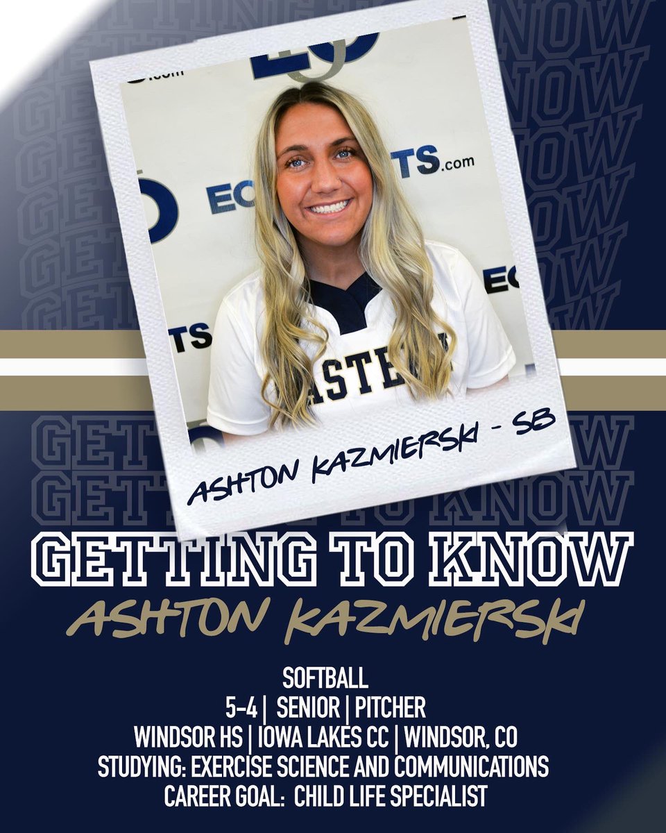 EOUAthletics's tweet image. #GETTINGTOKNOW @SoftballEOU pitcher @ashton_kaz 🥎🥎🥎 #MountUp