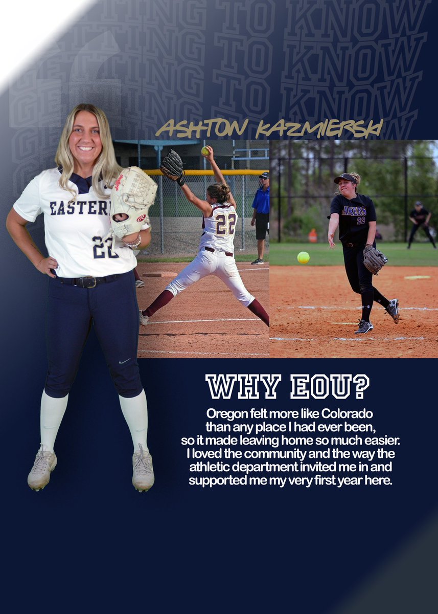 EOUAthletics's tweet image. #GETTINGTOKNOW @SoftballEOU pitcher @ashton_kaz 🥎🥎🥎 #MountUp