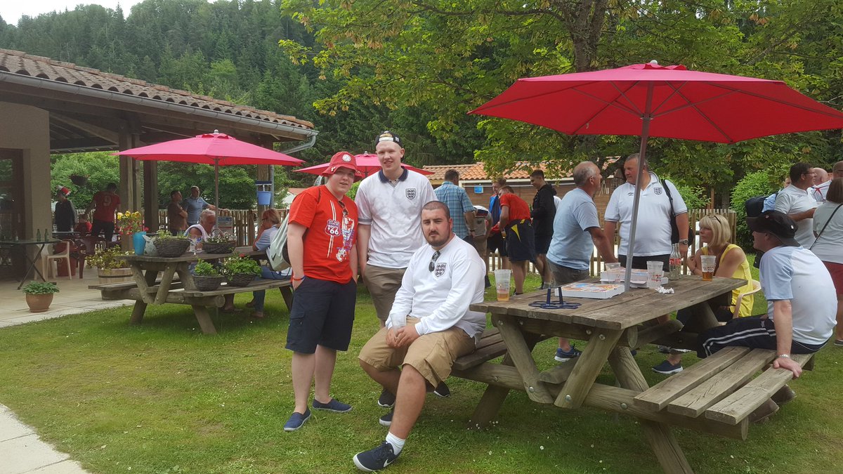 So, St Etienne (via Lyon) to play Slovakia. Momentum with us after Wales, and Roy makes 6 changes. A dull 0-0 followed.  @MAPhillips2010 joined us for this game, including at our beautiful remote campsite, where we managed to have a game of footy, a swim and some Elvis karaoke.